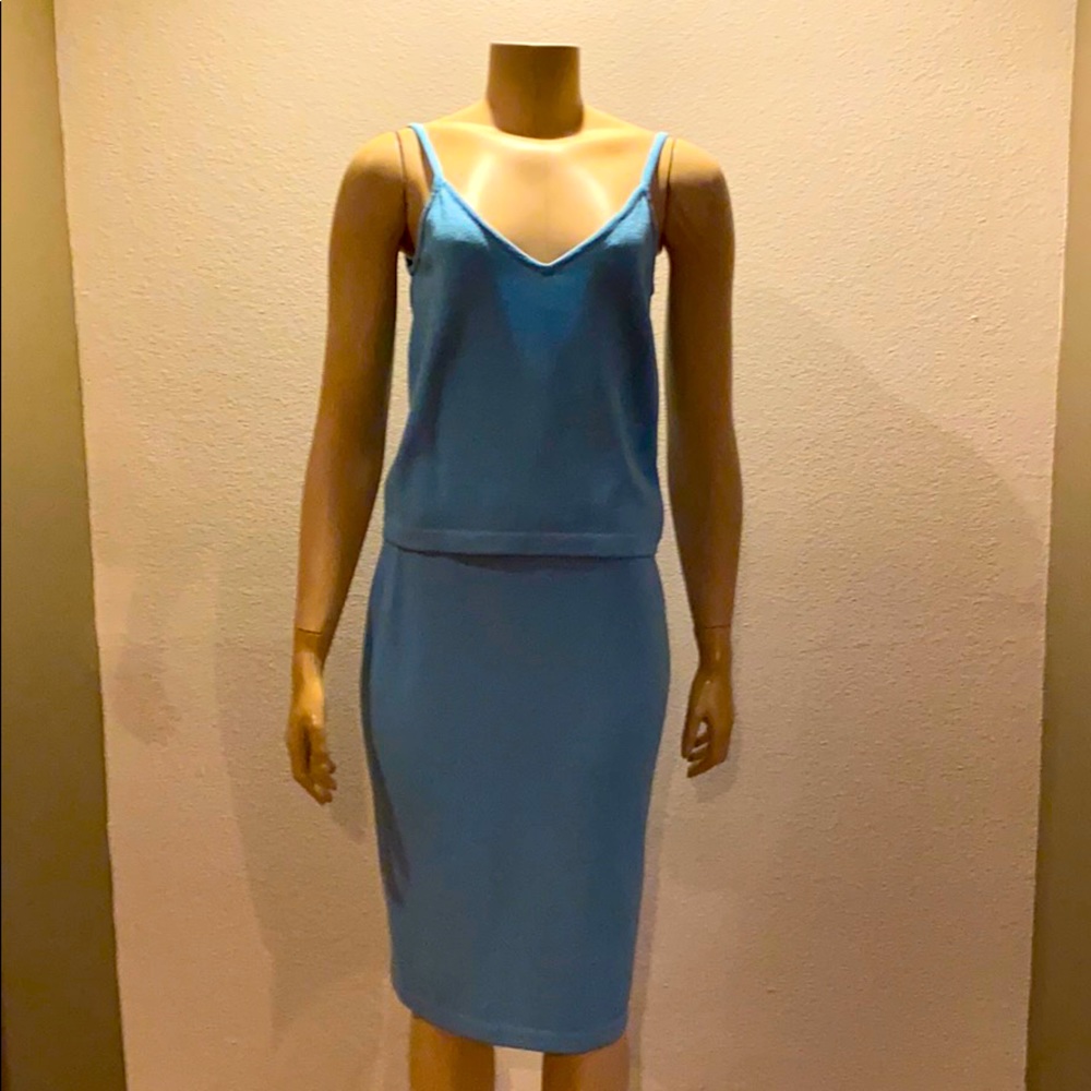 St. John two piece baby blue knit size 8